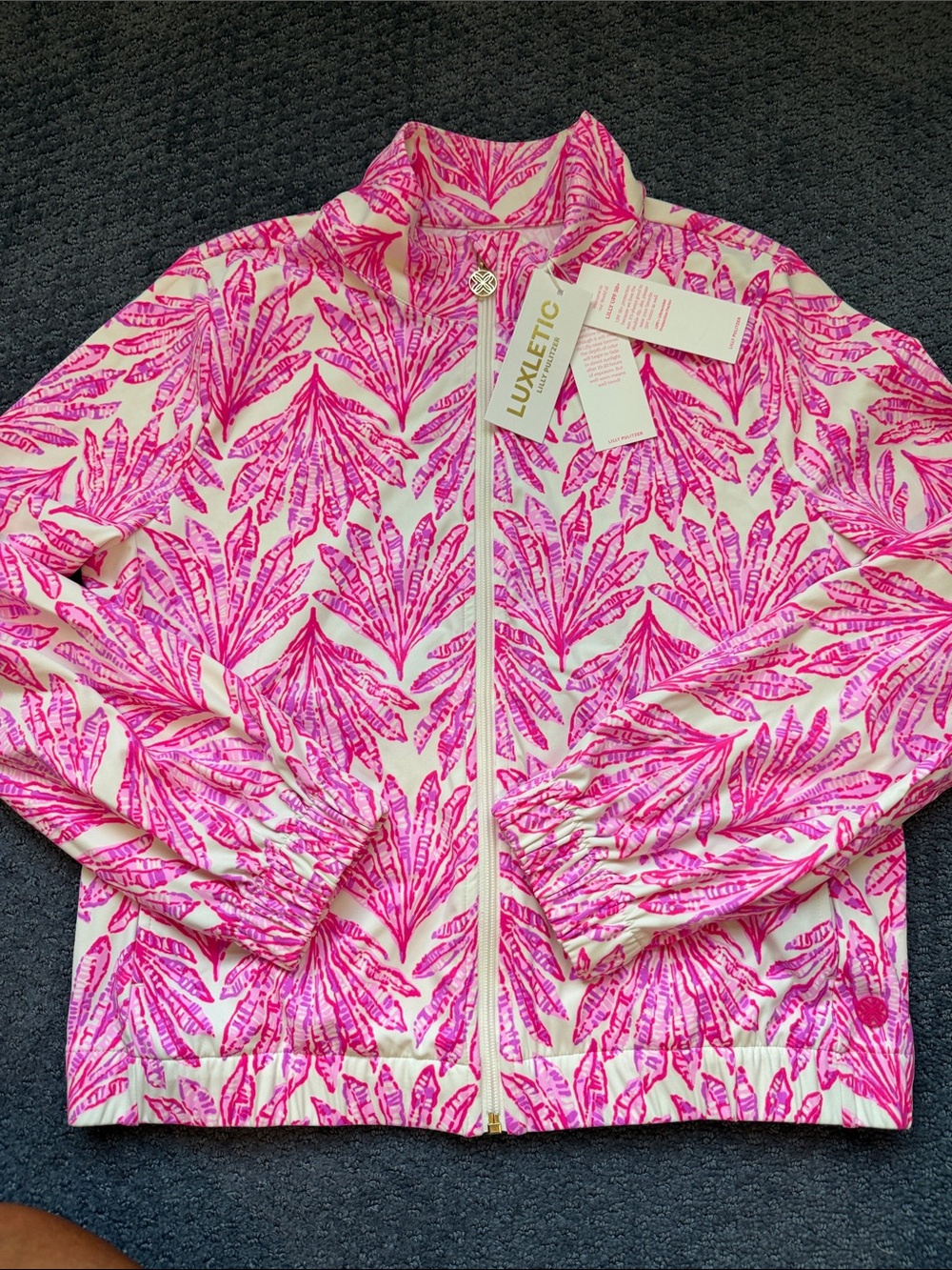 Lilly Pulitzer Pink Palm-Print Zip Jacket